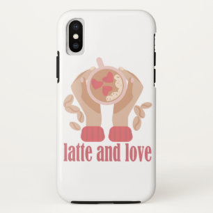 ラテとラブカップ、手とコーヒー引用文 iPhone X ケース