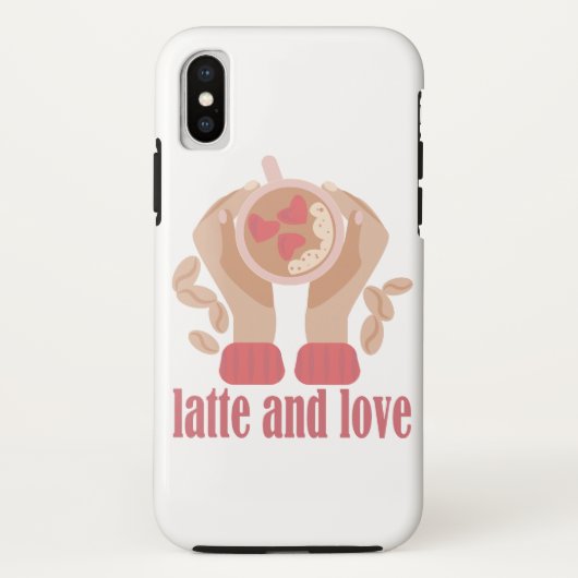 ラテとラブカップ、手とコーヒー引用文 Case-Mate iPhoneケース (裏面)