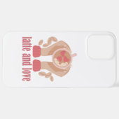 ラテとラブカップ、手とコーヒー引用文 iPhoneケース (裏面横)