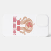 ラテとラブカップ、手とコーヒー引用文 iPhoneケース (裏面横)