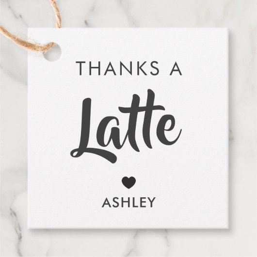 ラテのお礼タグ、コーヒーギフトタグ、クラフト フェイバータグ (正面)