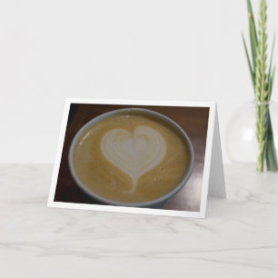 ラテのハートのカフェイン常習者のコーヒー恋人のブランク カード