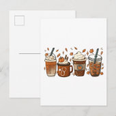 ラテの季節到来 パンプキンスパイスコーヒー オータム インビテーションポストカード (正面/裏面)