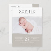 ラテの完全さの写真の誕生の発表 案内ポストカード (正面/裏面)