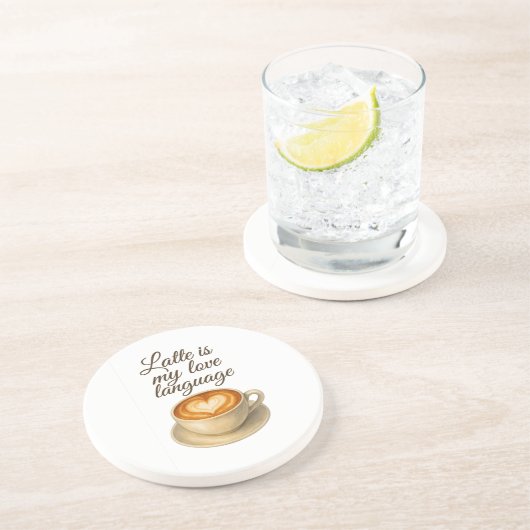 ラテは私の愛の言語サンドストーンドリンクコースター コースター (側面)