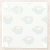 ラテアートかわいいブルーコーヒーマグ ガラスコースター (裏面)