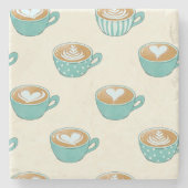 ラテアートかわいいブルーコーヒーマグ ストーンコースター (正面)