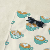 ラテアートかわいいブルーコーヒーマグ ビーチタオル (インサイチュ)