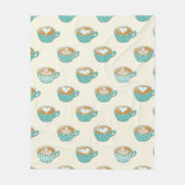 ラテアートかわいいブルーコーヒーマグ フリースブランケット (正面)