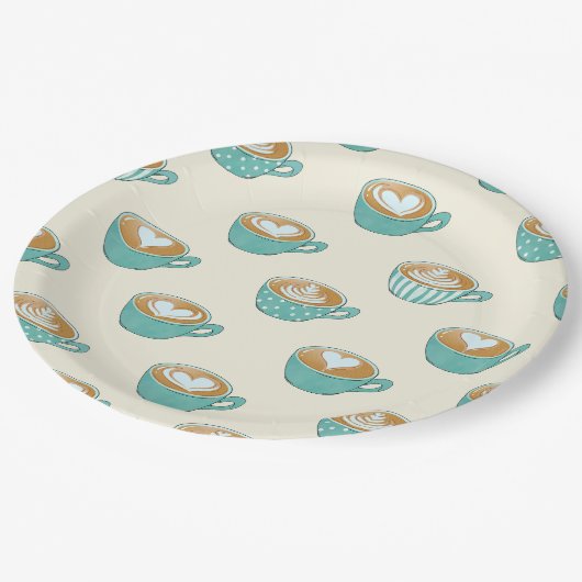 ラテアートかわいいブルーコーヒーマグ ペーパープレート (アングル)