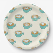 ラテアートかわいいブルーコーヒーマグ ペーパープレート (正面)