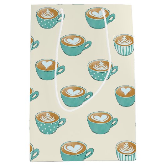 ラテアートかわいいブルーコーヒーマグ ミディアムペーパーバッグ (正面)