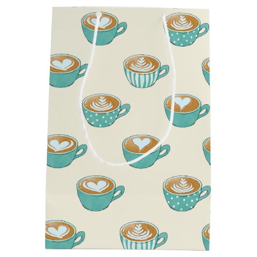 ラテアートかわいいブルーコーヒーマグ ミディアムペーパーバッグ (裏面)