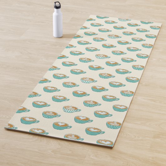 ラテアートかわいいブルーコーヒーマグ ヨガマット (インサイチュ)
