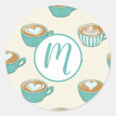 ラテアートかわいいブルーコーヒーマグ ラウンドシール (正面)