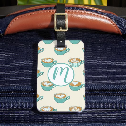 ラテアートかわいいブルーコーヒーマグ ラゲッジタグ (正面インサイチュ2)