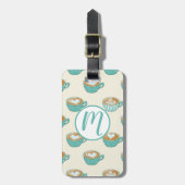 ラテアートかわいいブルーコーヒーマグ ラゲッジタグ (正面縦)