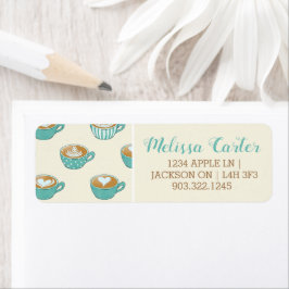 ラテアートかわいいブルーコーヒーマグ ラベル