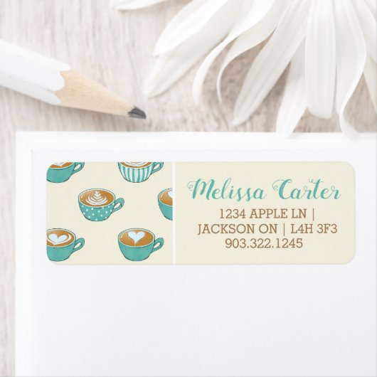 ラテアートかわいいブルーコーヒーマグ ラベル (インサイチュ)