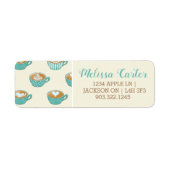 ラテアートかわいいブルーコーヒーマグ ラベル (正面)