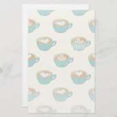ラテアートかわいいブルーコーヒーマグ 便箋 (正面/裏面)