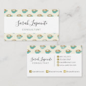 ラテアートかわいいブルーコーヒーマグ 名刺 (正面/裏面)