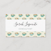 ラテアートかわいいブルーコーヒーマグ 名刺 (正面)