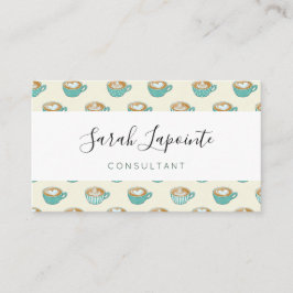 ラテアートかわいいブルーコーヒーマグ 名刺