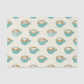 ラテアートかわいいブルーコーヒーマグ 薄葉紙 (正面)