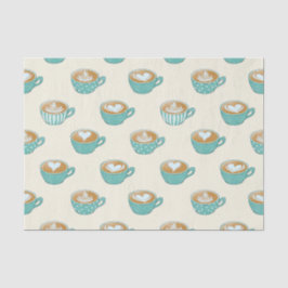 ラテアートかわいいブルーコーヒーマグ 薄葉紙