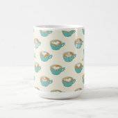 ラテアートかわいい青いコーヒーマグと名前 コーヒーマグカップ (中央)