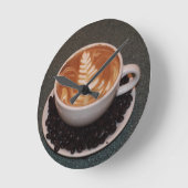 ラテアートとコーヒー豆 ラウンド壁時計 (傾斜)
