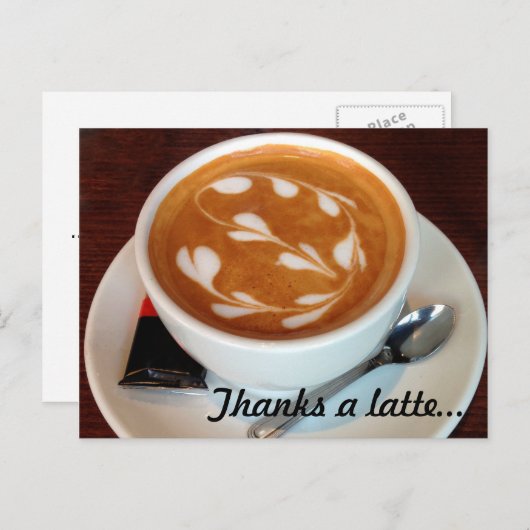 ラテアートのハートに感謝 ポストカード (正面/裏面)