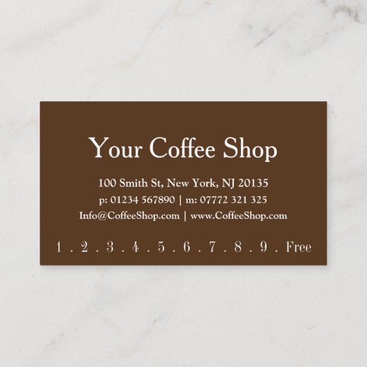 ラテアートコーヒーハウスパンチカード – 名刺 ロイヤリティカード (裏面)