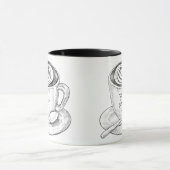 ラテアートドリンク，手書き マグカップ (中央)