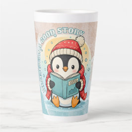 ラテアート入りペンギンの本を読むエレガントなコーヒーマグ カフェラテマグ