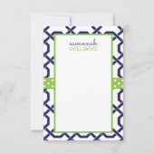 ラティスおよびグロスグレインパーソナライズされたノートカード サンキューカード (正面)