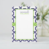 ラティスおよびグロスグレインパーソナライズされたノートカード サンキューカード (スタンド正面)