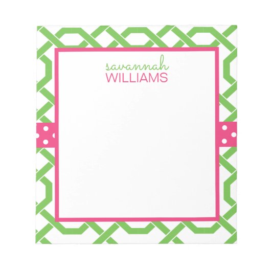 ラティスおよびグロスグレインパーソナライズされたメモ帳 ノートパッド (正面)