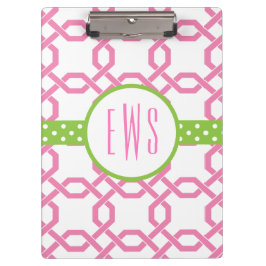 ラティスおよびGrosgrainクリップボモノグラムのード クリップボード