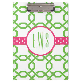 ラティスおよびGrosgrainクリップボモノグラムのード クリップボード