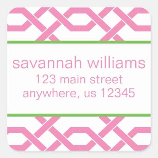 ラティスとグロスグレイン差出人住所ラベル スクエアシール (正面)