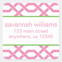 ラティスとグロスグレイン差出人住所ラベル スクエアシール