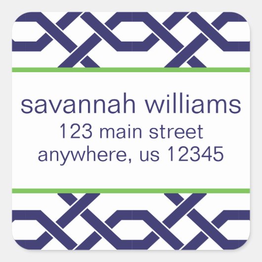 ラティスとグロスグレイン差出人住所ラベル スクエアシール (正面)