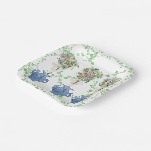 ラティスグリーントピアリーバラジンジャージャースジャー ペーパープレート (傾斜あり)