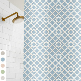 ラティスプリントパタークラシックンヴィンテージダスティブルー シャワーカーテン