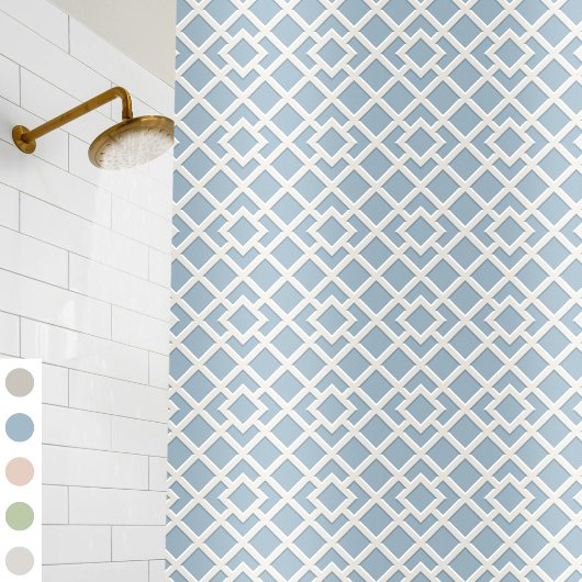 ラティスプリントパタークラシックンヴィンテージダスティブルー シャワーカーテン
