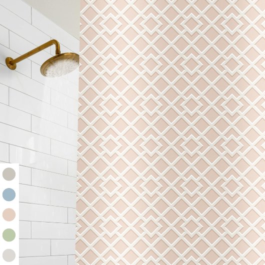 ラティスプリントパターンクラシックヴィンテージほこりっぽいピンク シャワーカーテン