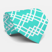 ラティスモダン幾何学的ターコイズと白 ネクタイ (ロール)