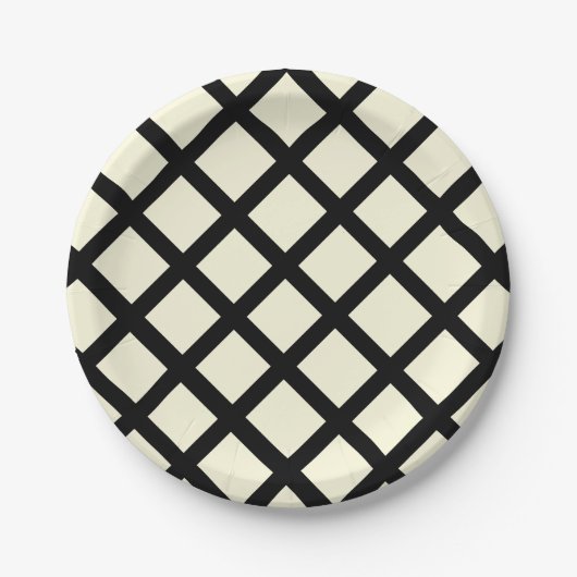 ラティス紙プレート（クリーム&ブラック） ペーパープレート (正面)